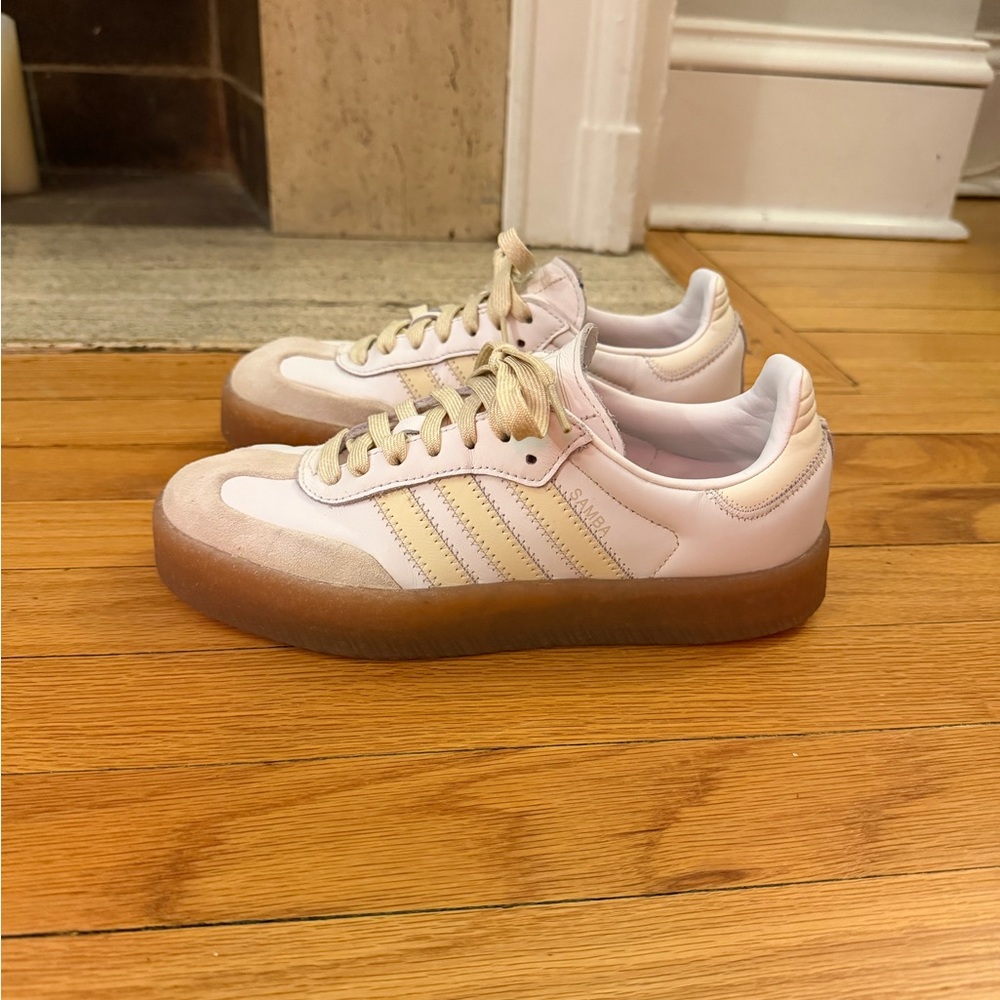 Adidas Women's Beige and White Sambae